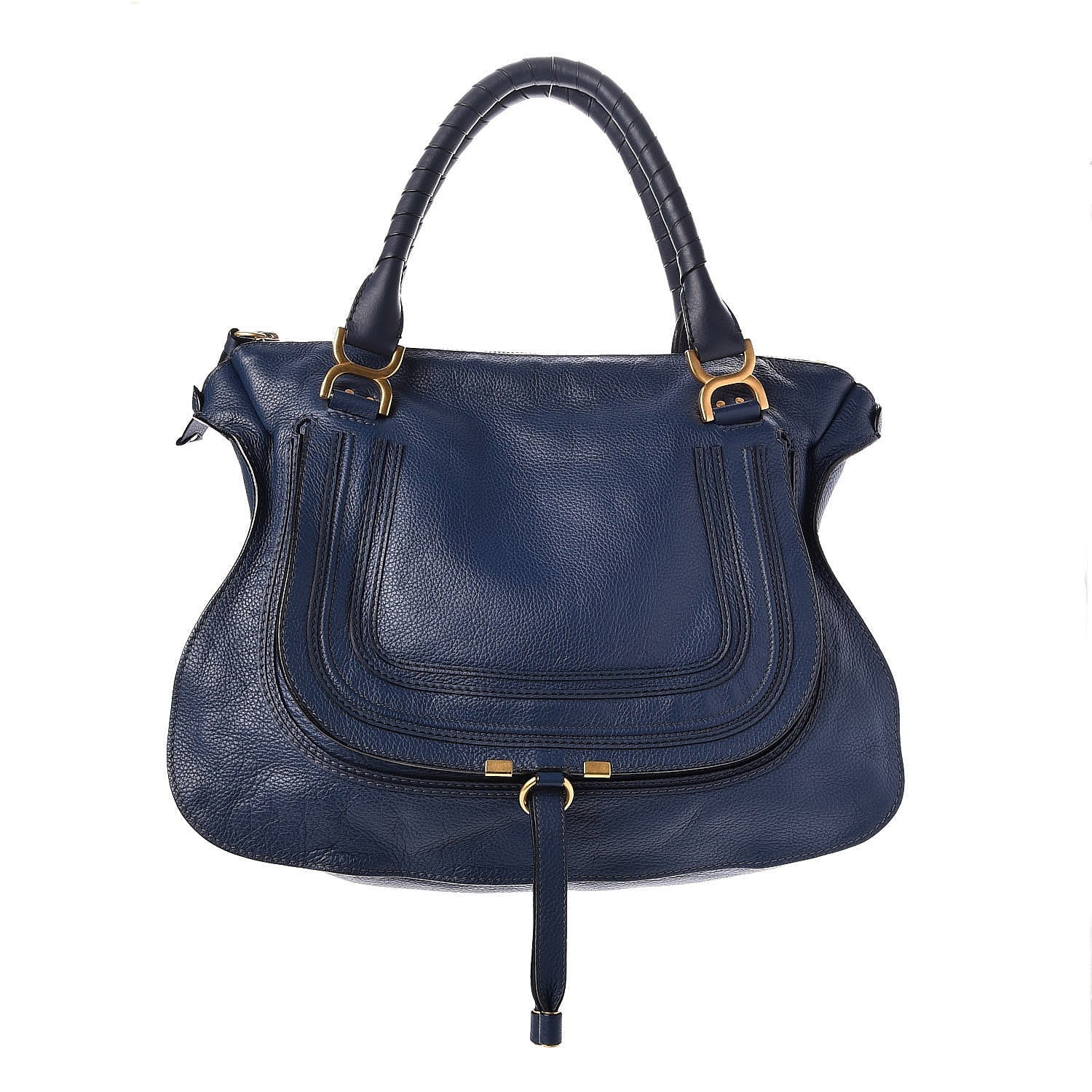 Chloe Calfskin Large Marcie Satchel Royal Navy 1 of 8