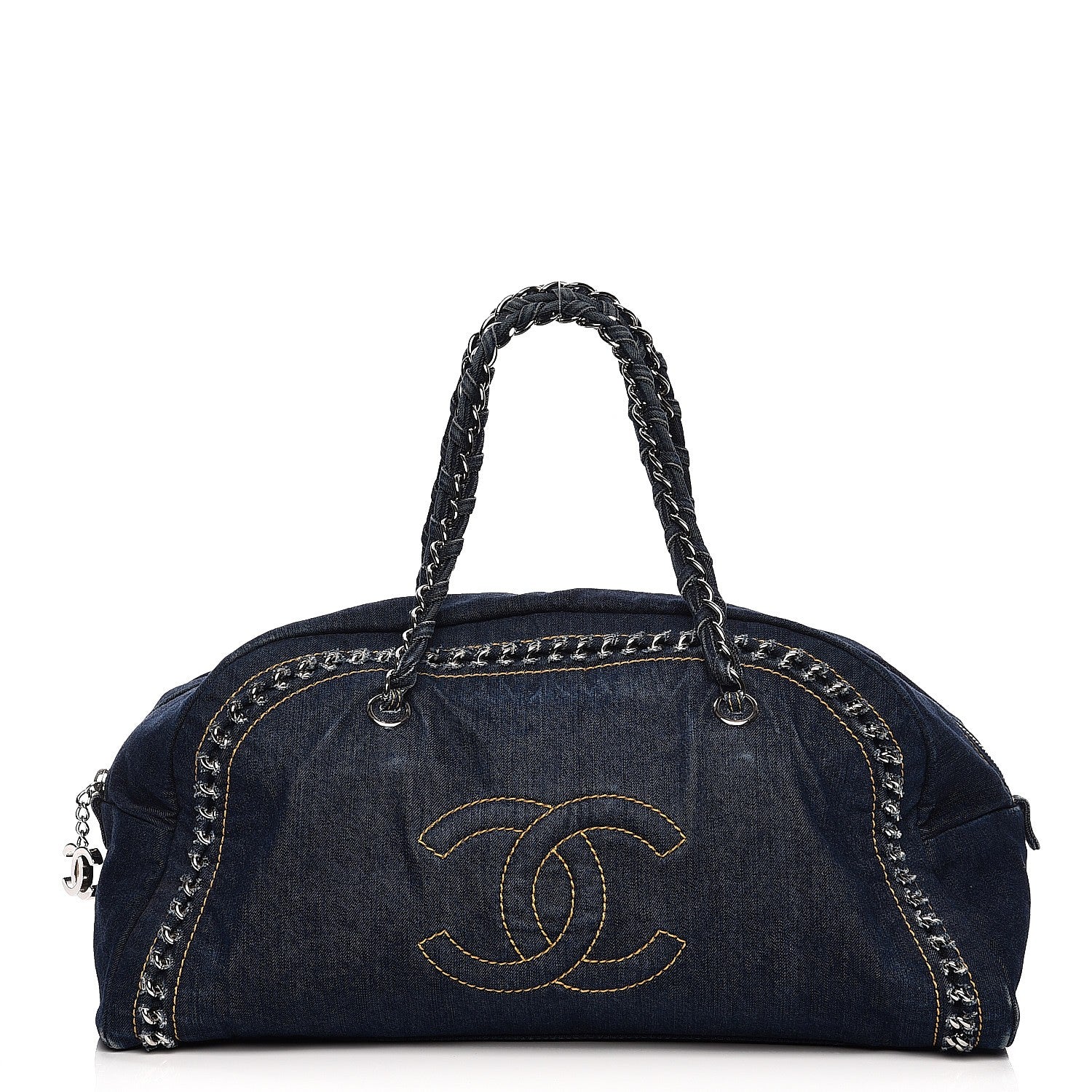 Chanel Denim Luxe Ligne Large Bowler Blue 1 of 12