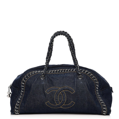 Chanel Denim Luxe Ligne Large Bowler Blue 1 of 12