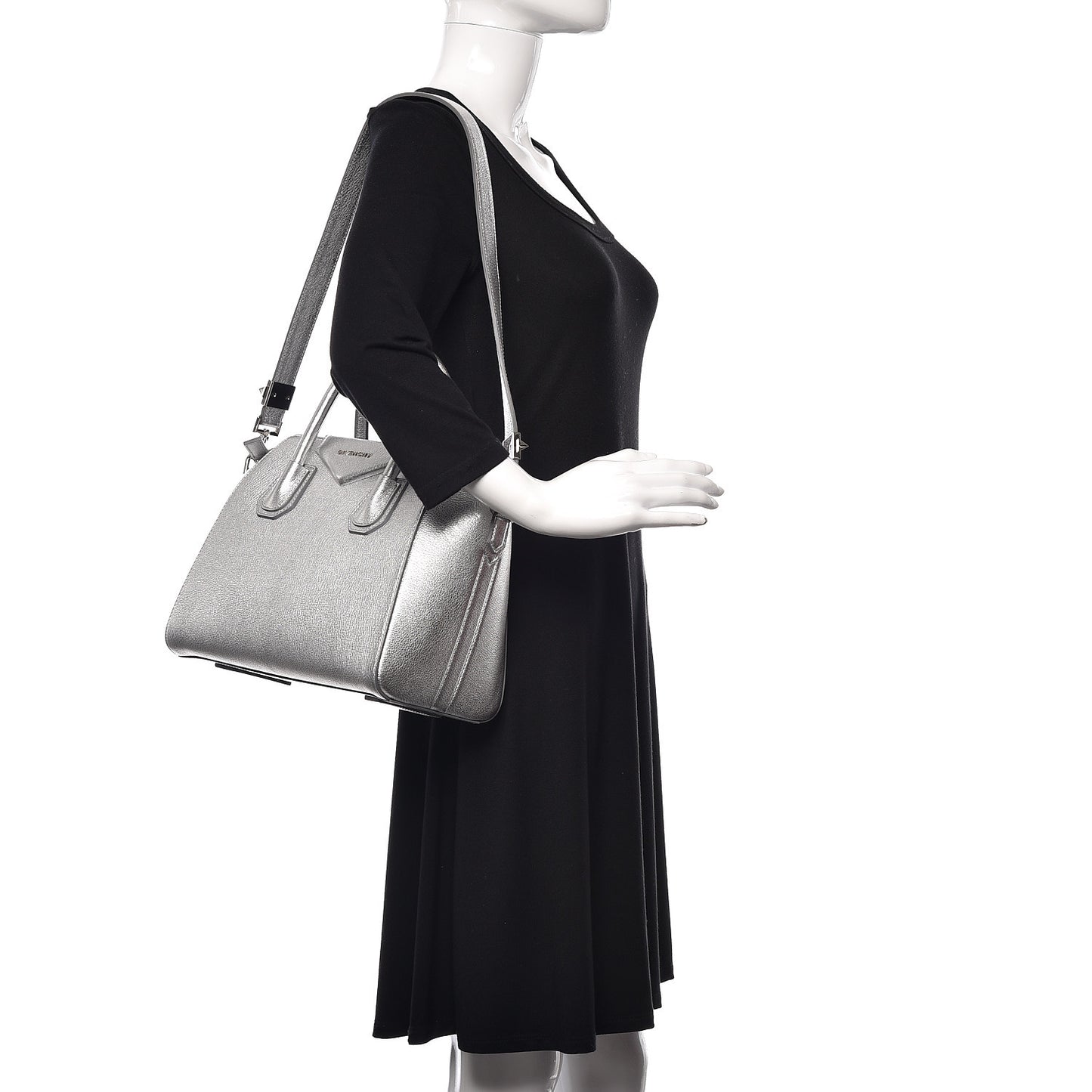 Metallic Sugar Goatskin Small Antigona Silver