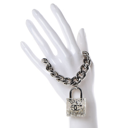 Chanel Plexiglass Pearl CC Padlock Bracelet Silver 2 of 5