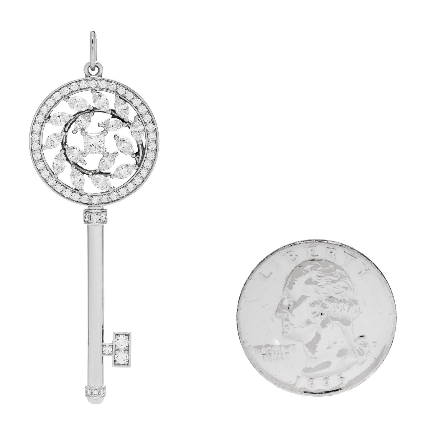 Platinum Diamond Victoria Vine Key Pendant