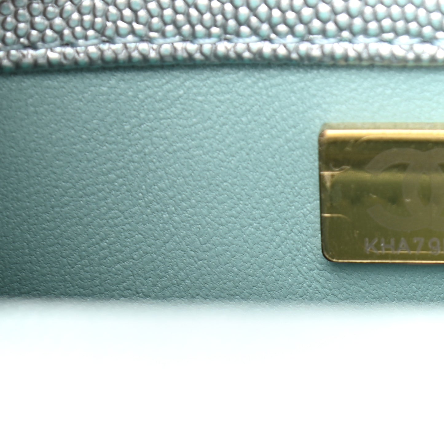 Metallic Caviar Quilted Mini Coco Handle Flap Light Blue