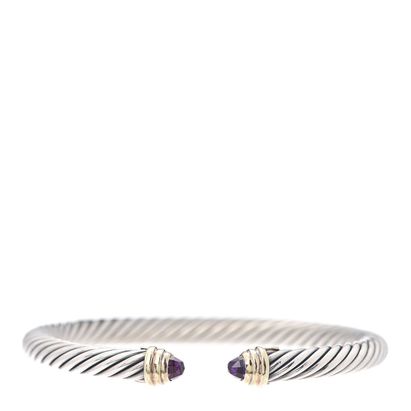 Sterling Silver 14K Yellow Gold Amethyst 5mm Cable Classics Petite Color Bracelet