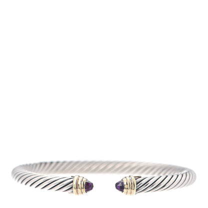 David Yurman Sterling Silver 14K Yellow Gold Amethyst 5mm Cable Classics Petite Color Bracelet 1 of 5