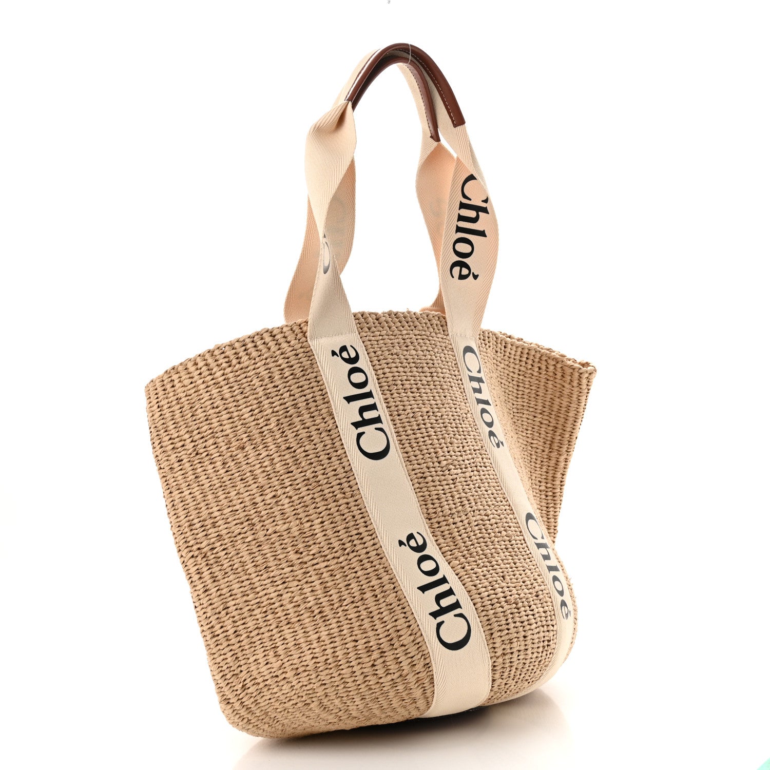 Chloe Raffia Large Woody Tote White 3 of 9