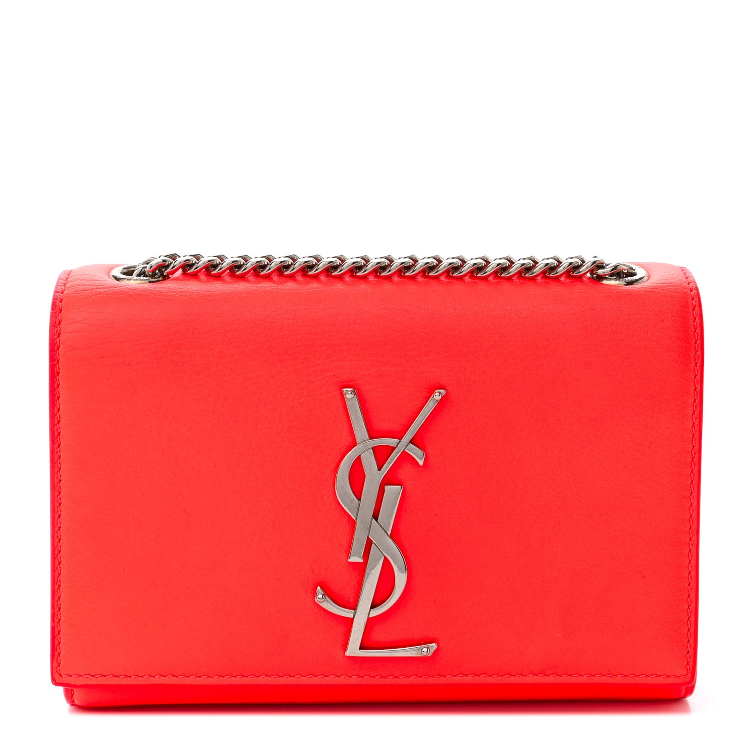 Saint Laurent Calfskin Monogram Small Kate Satchel Neon Orange 1 of 11