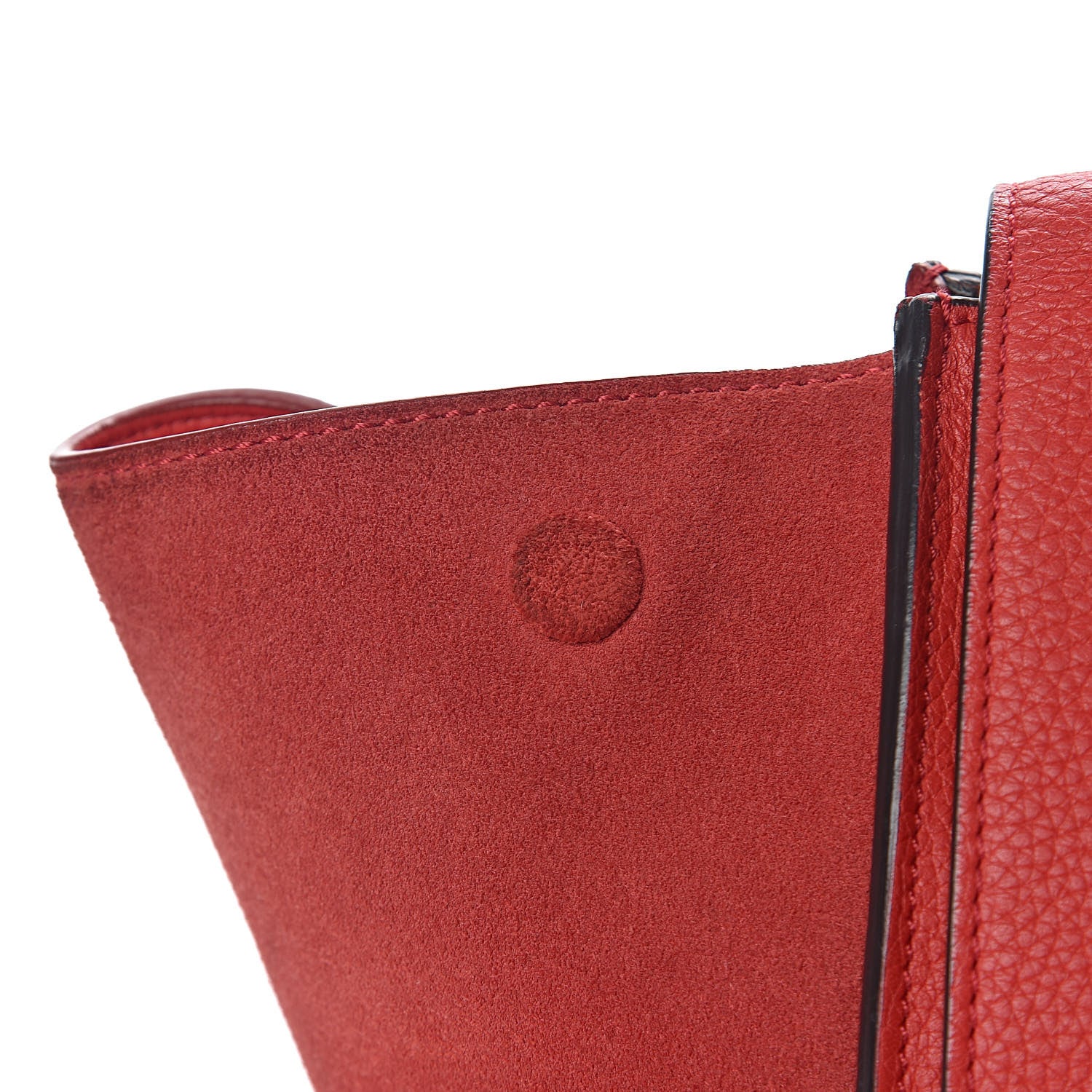 Celine Drummed Calfskin Suede Medium Trapeze Coquelicot 22 of 26