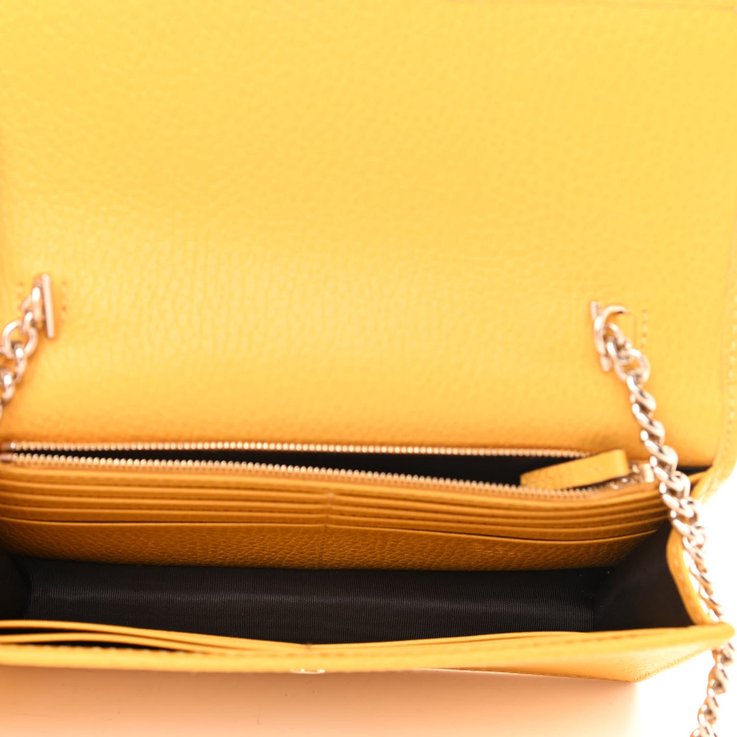 Dollar Calfskin Interlocking G Chain Wallet New Buttercup