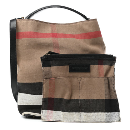 Burberry Canvas Mega Check Medium Ashby Hobo Black 1 of 9
