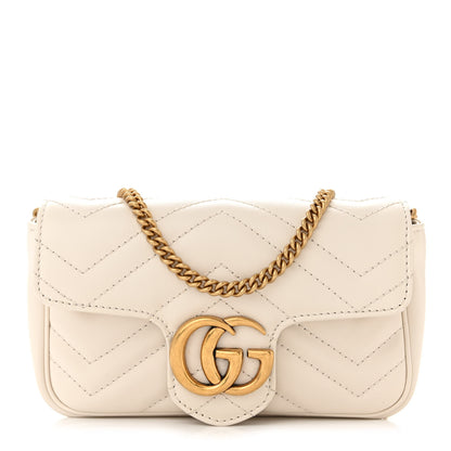 Gucci Calfskin Matelasse Super Mini GG Marmont Shoulder Bag White 1 of 11