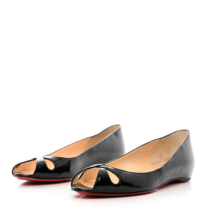 Christian Louboutin Patent Croisette Peep Toe Flats 36.5 Black 3 of 11