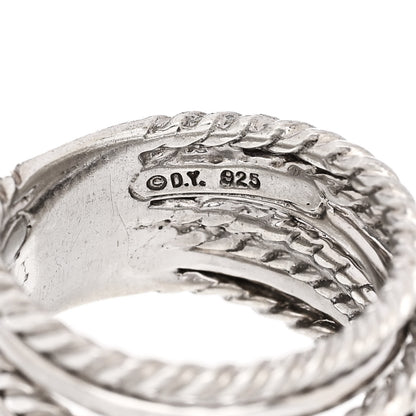 David Yurman Sterling Silver Diamond 11mm Wide Crossover Cable Ring 50 5.25 4 of 4
