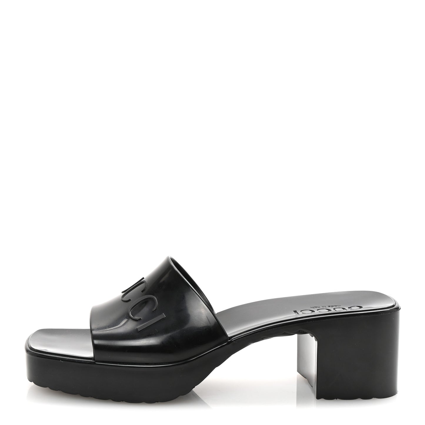 Rubber Gucci Logo Womens Platform 20/60mm Slide Sandals 36 Black