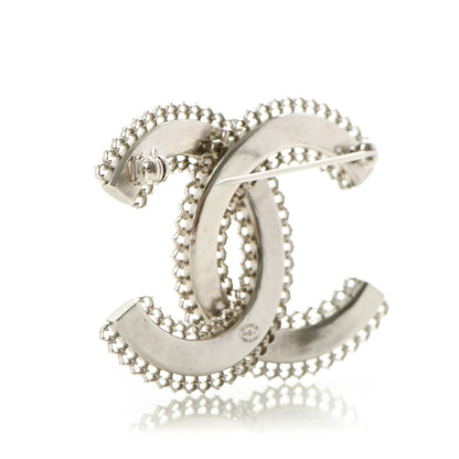 Chanel Large Scalloped CC Brooch Silver 3 of 4