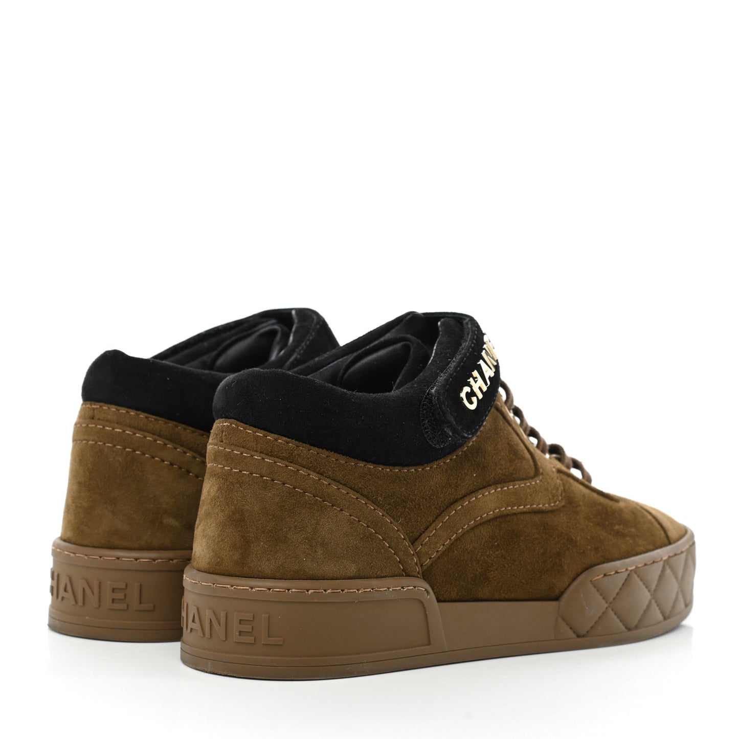 Suede Logo Strap Sneakers 35.5 Brown