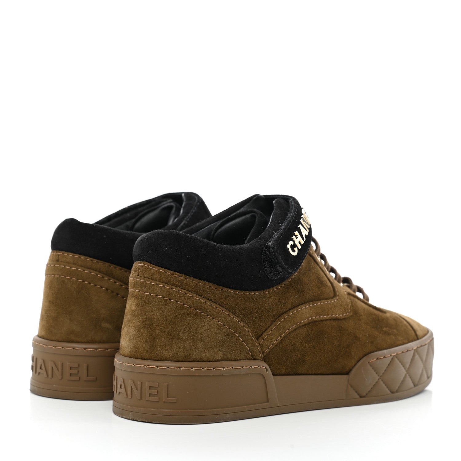 Chanel Suede Logo Strap Sneakers 35.5 Brown 4 of 9