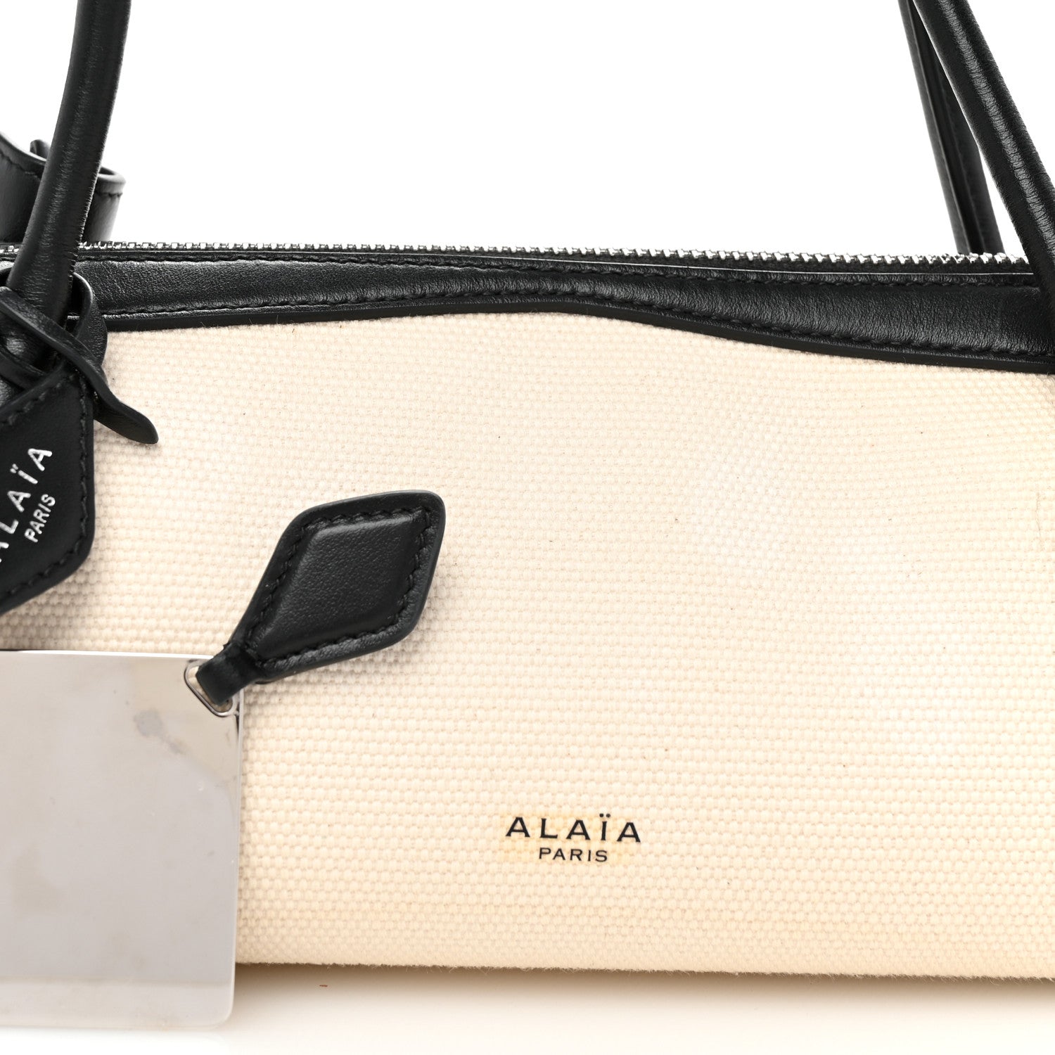 Alaia Canvas Calfskin Medium Le Teckel Bag Ecru 8 of 11
