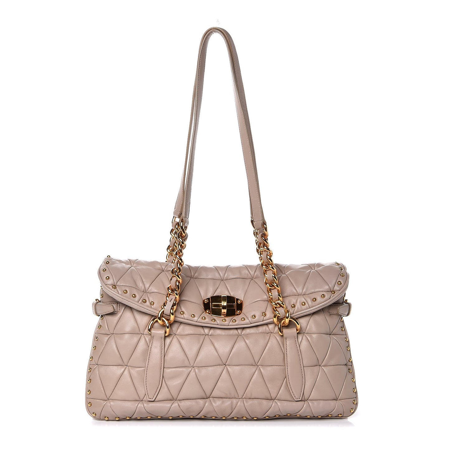 Nappa Quilted Studded Tote Cammeo