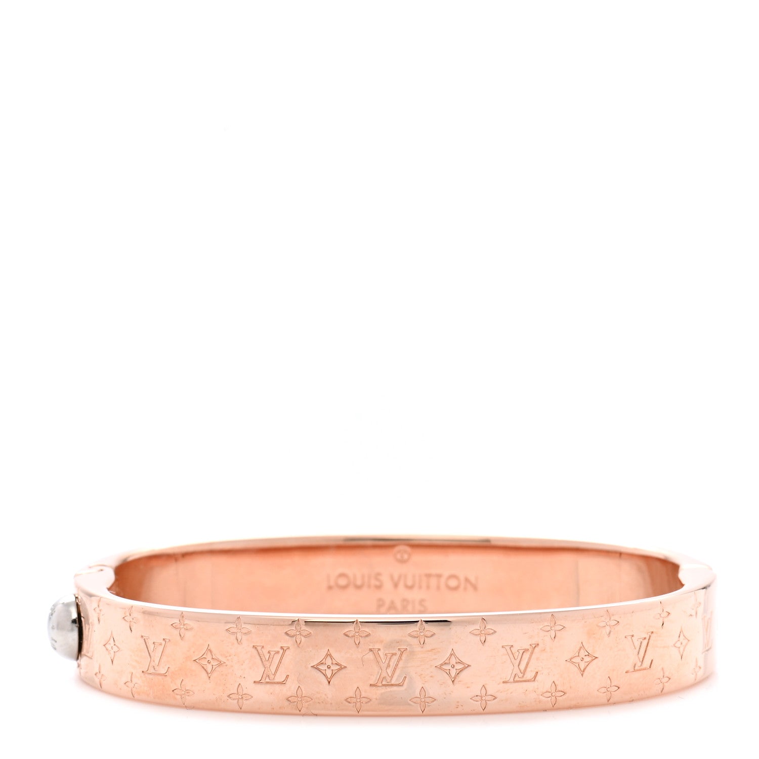 Louis Vuitton Brass Monogram Nanogram Cuff S Pink Gold 1 of 8