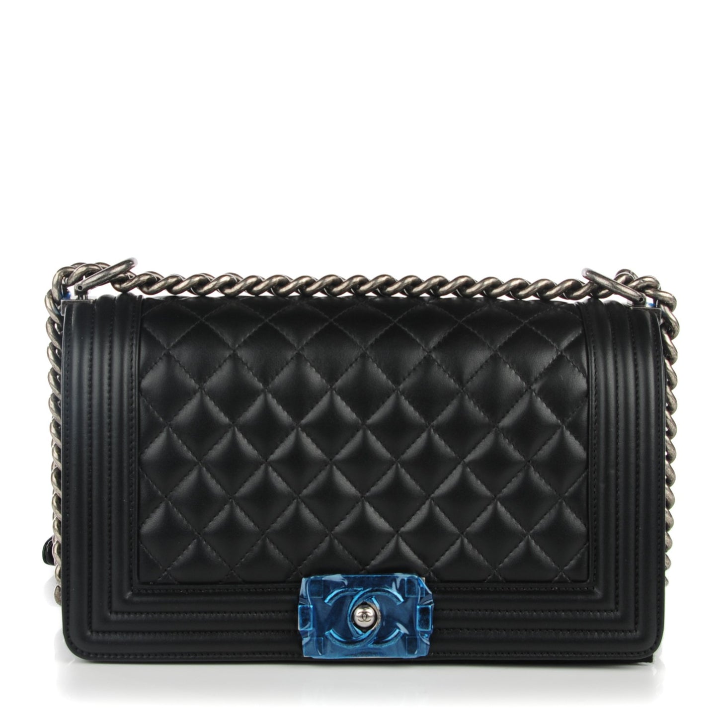 Calfskin Quilted Medium Boy Flap Black