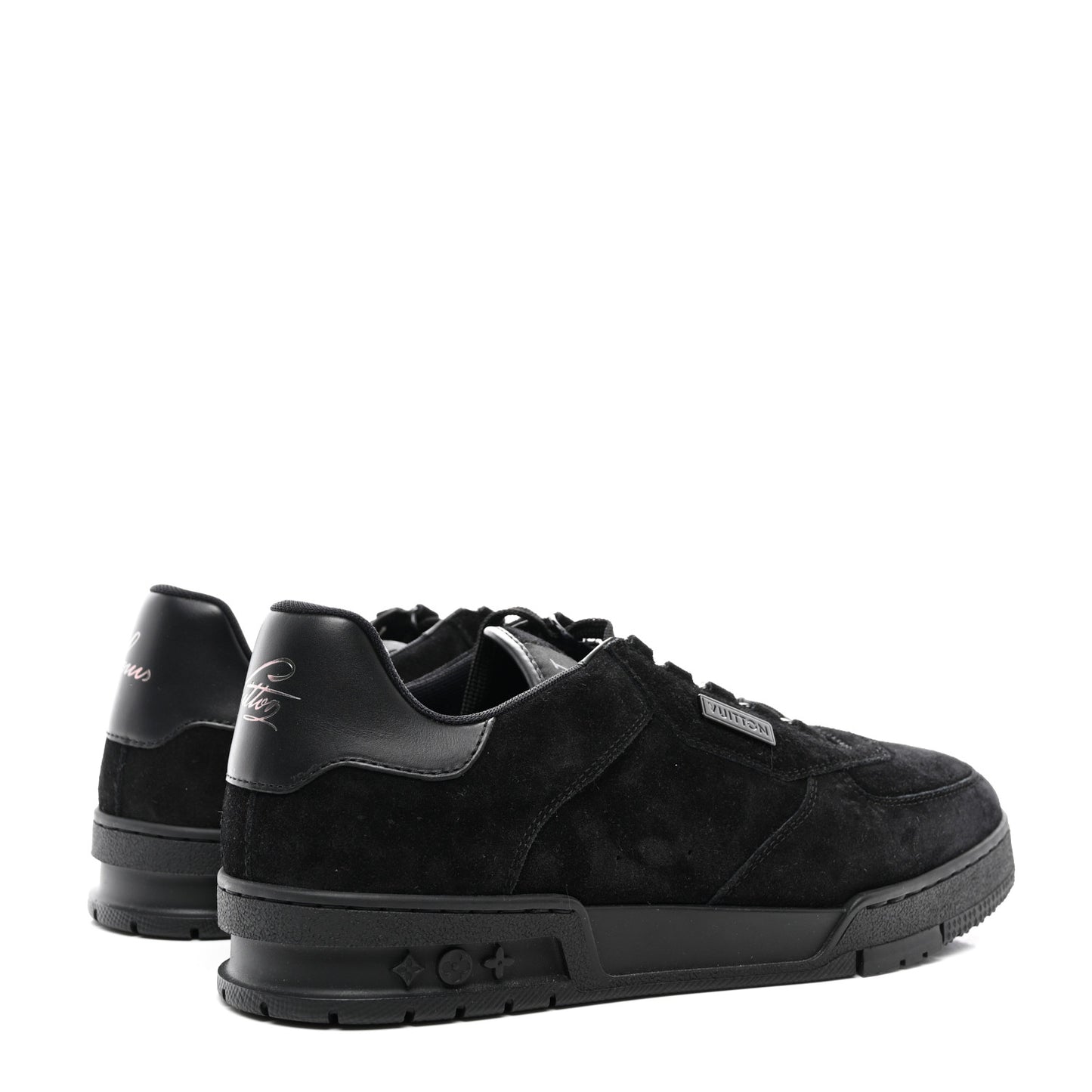 Suede Mens LV Trainer Sneakers 9 Black