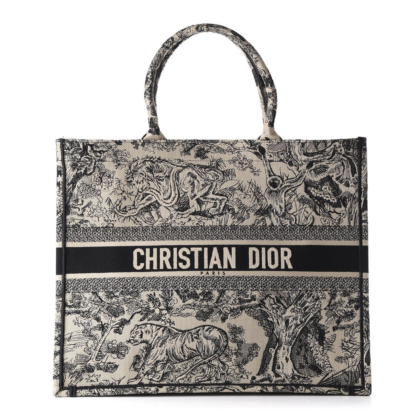 Canvas Embroidered Large Dioriviera Toile De Jouy Book Tote Black