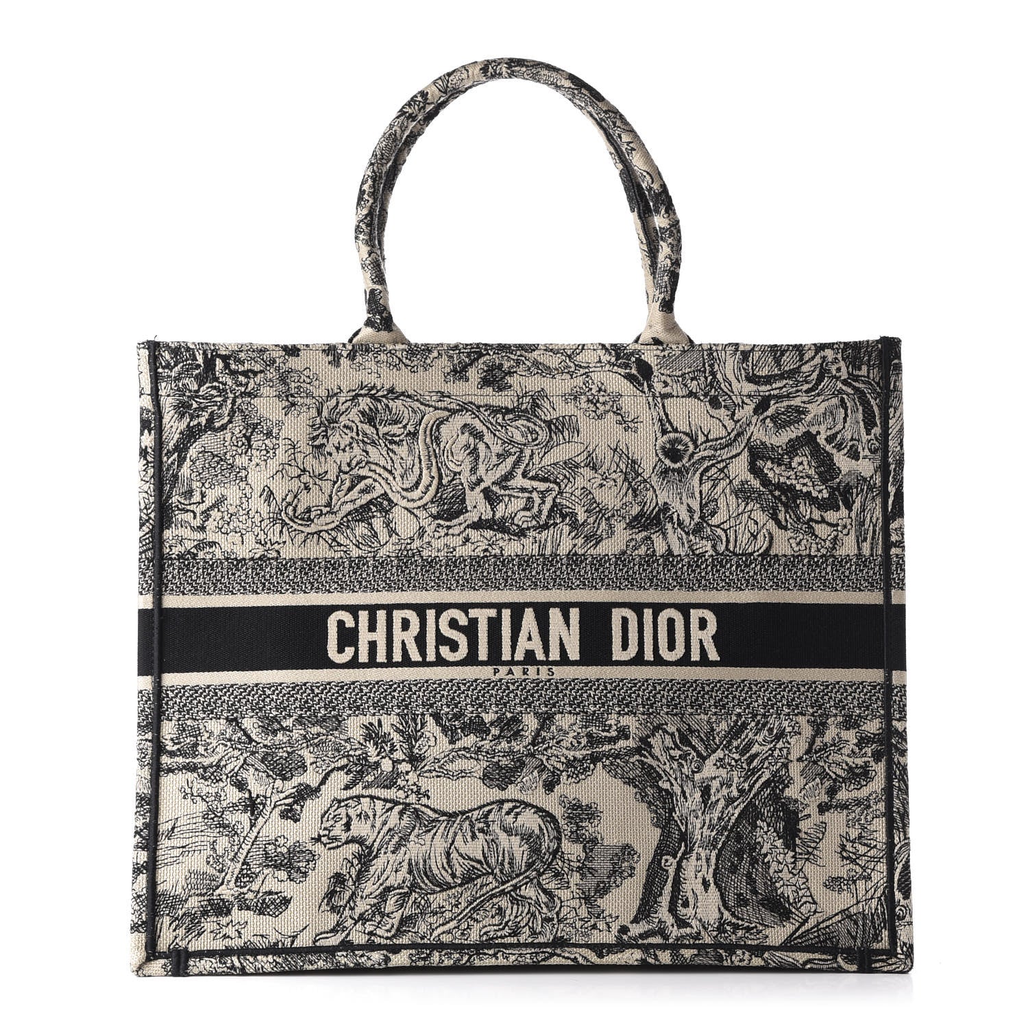 Christian Dior Canvas Embroidered Large Dioriviera Toile De Jouy Book Tote Black 1 of 11