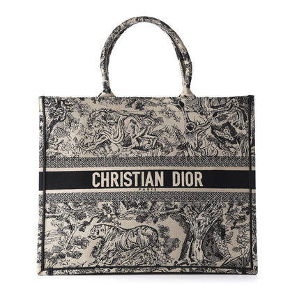 Christian Dior Canvas Embroidered Large Dioriviera Toile De Jouy Book Tote Black 1 of 11
