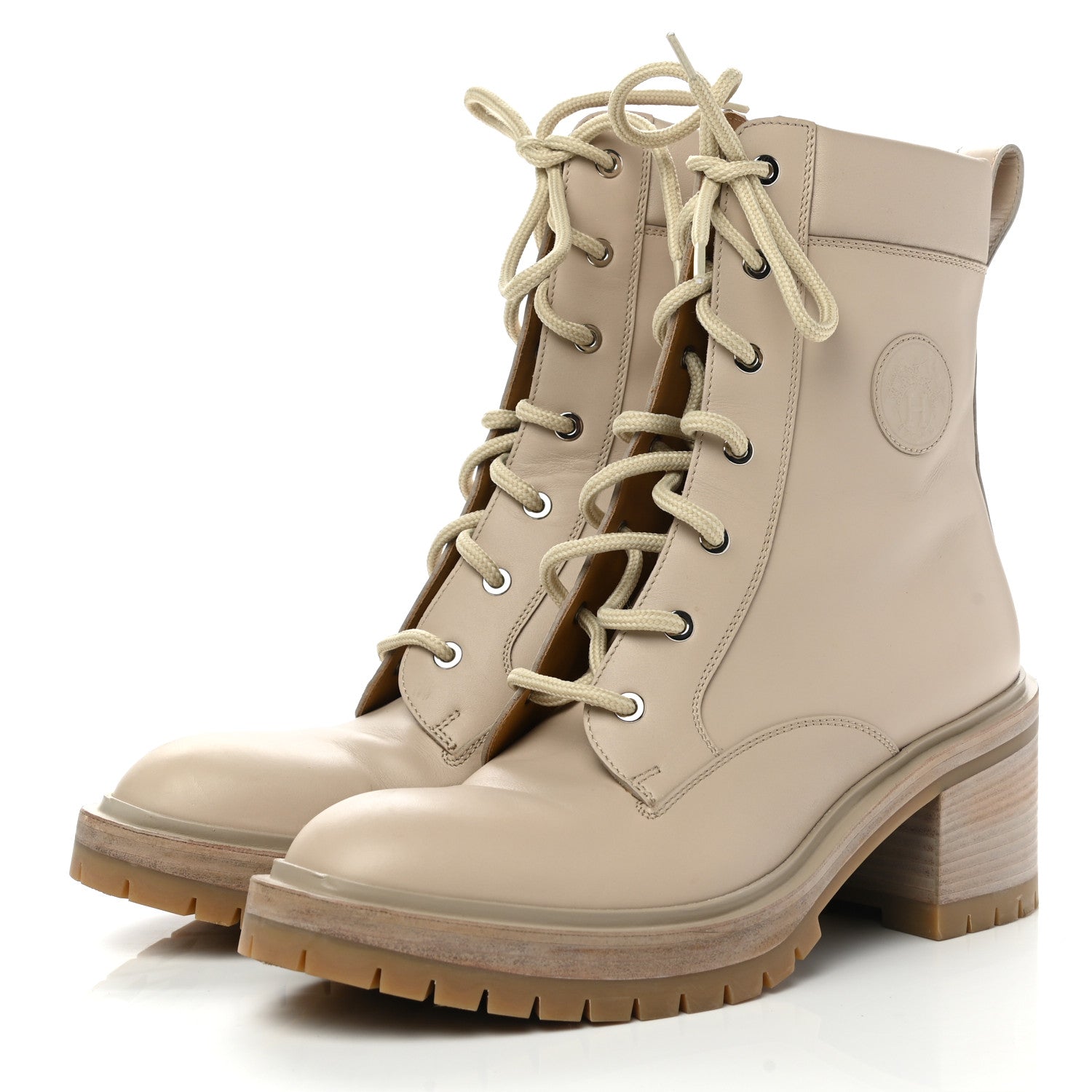 Hermes Calfskin Bridge Ankle Boots 40 Beige Grege 3 of 9