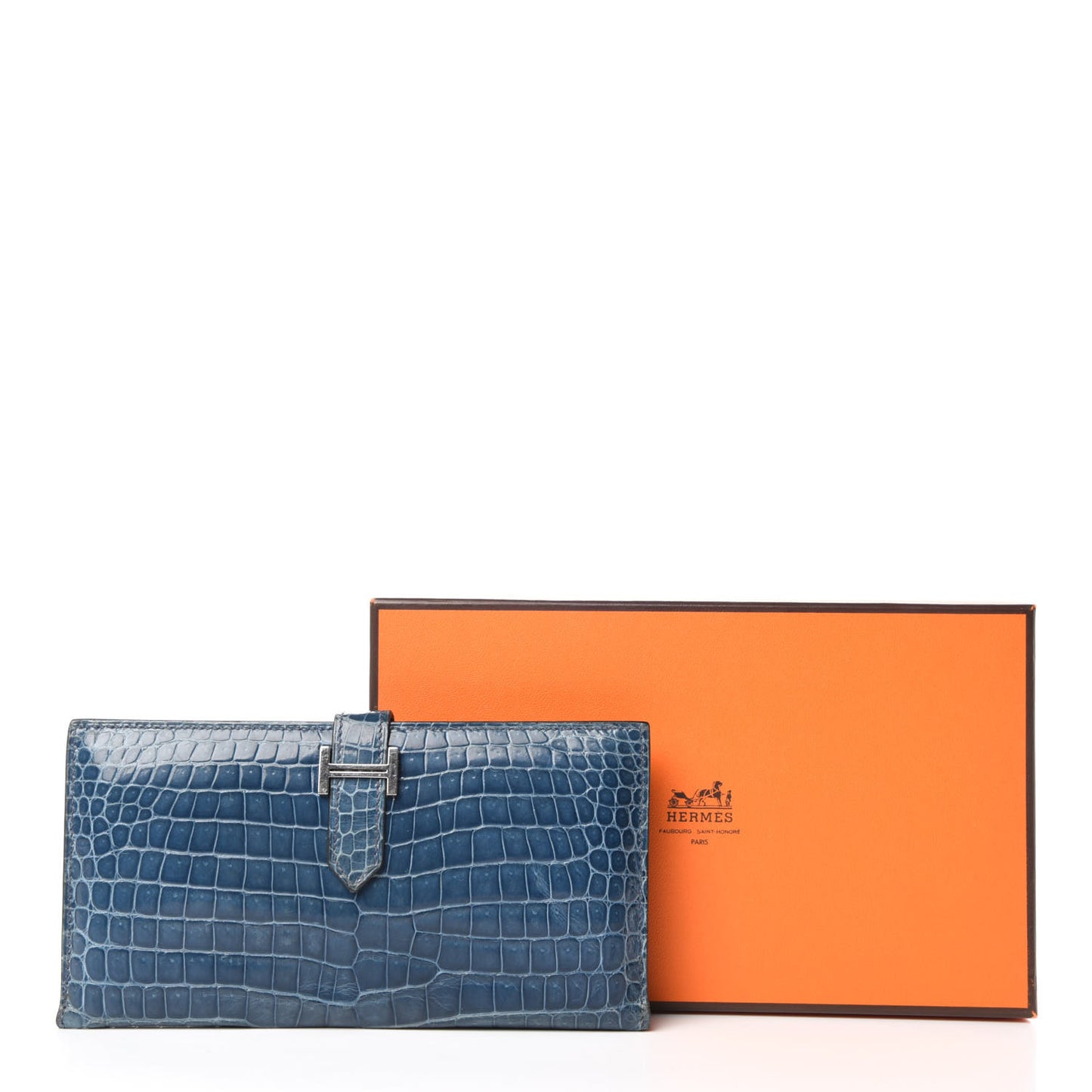 Shiny Porosus Crocodile Bearn Wallet Blue Jean
