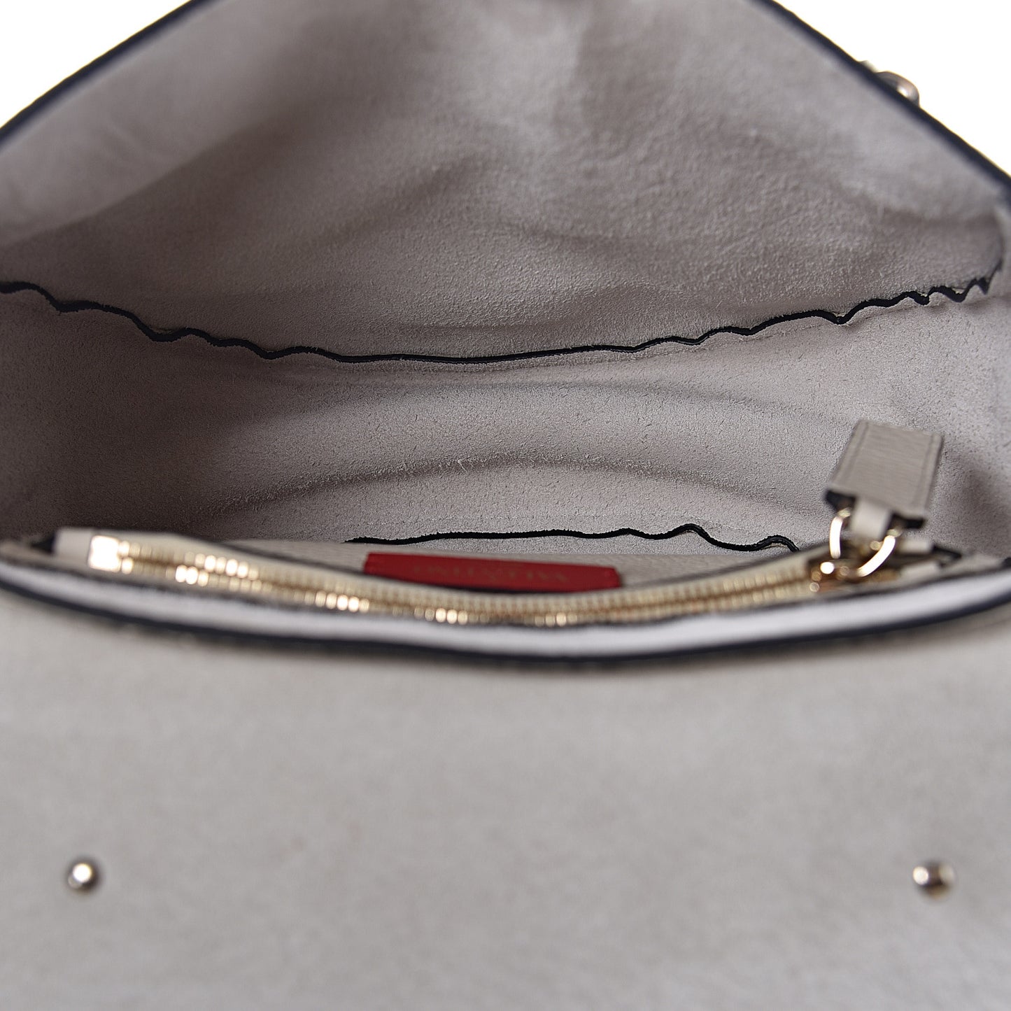 Grained Calfskin Rockstud Saddle Bag Light Ivory