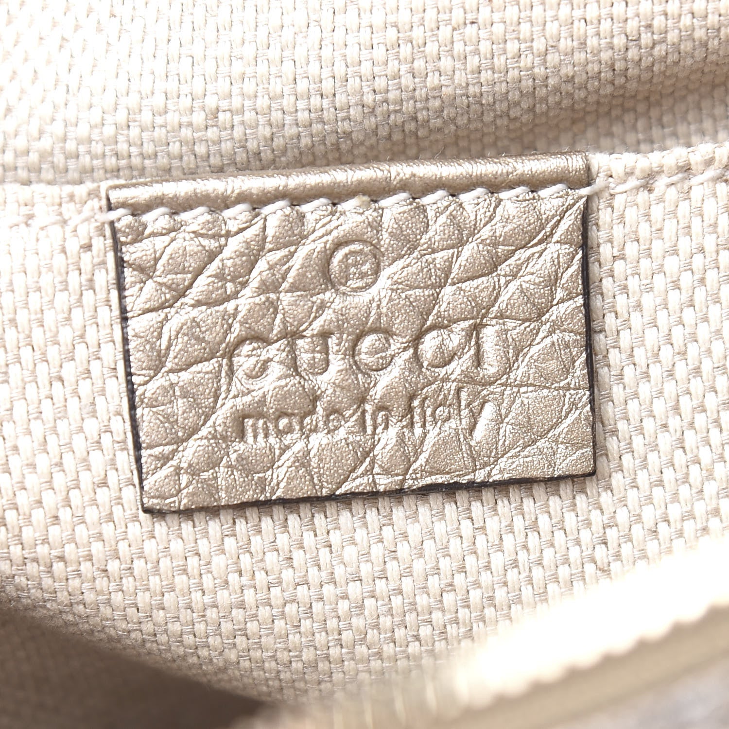 Gucci Metallic Pebbled Calfskin Small Soho Disco Bag Golden Beige 6 of 12