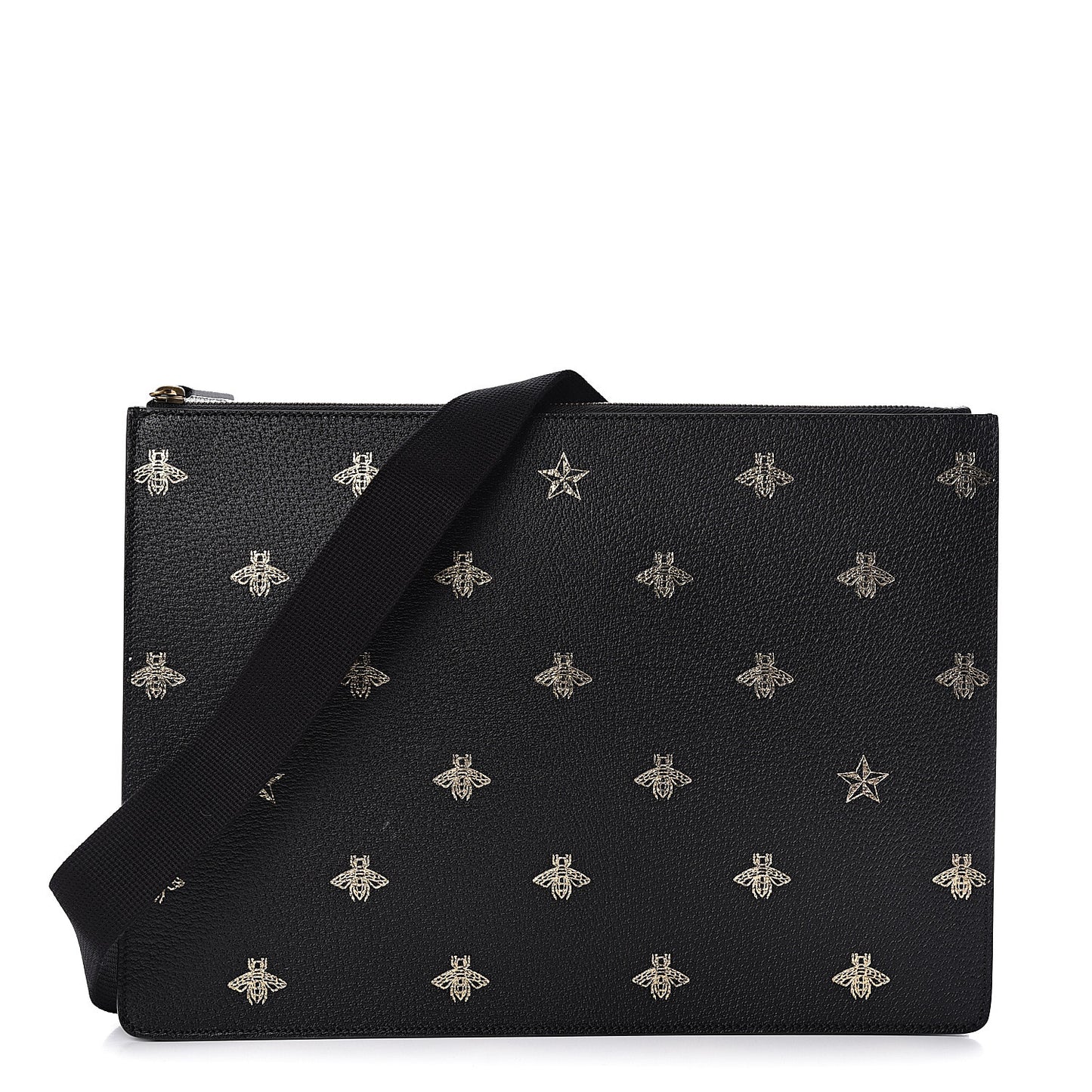 Grained Calfskin Bee Star Messenger Black