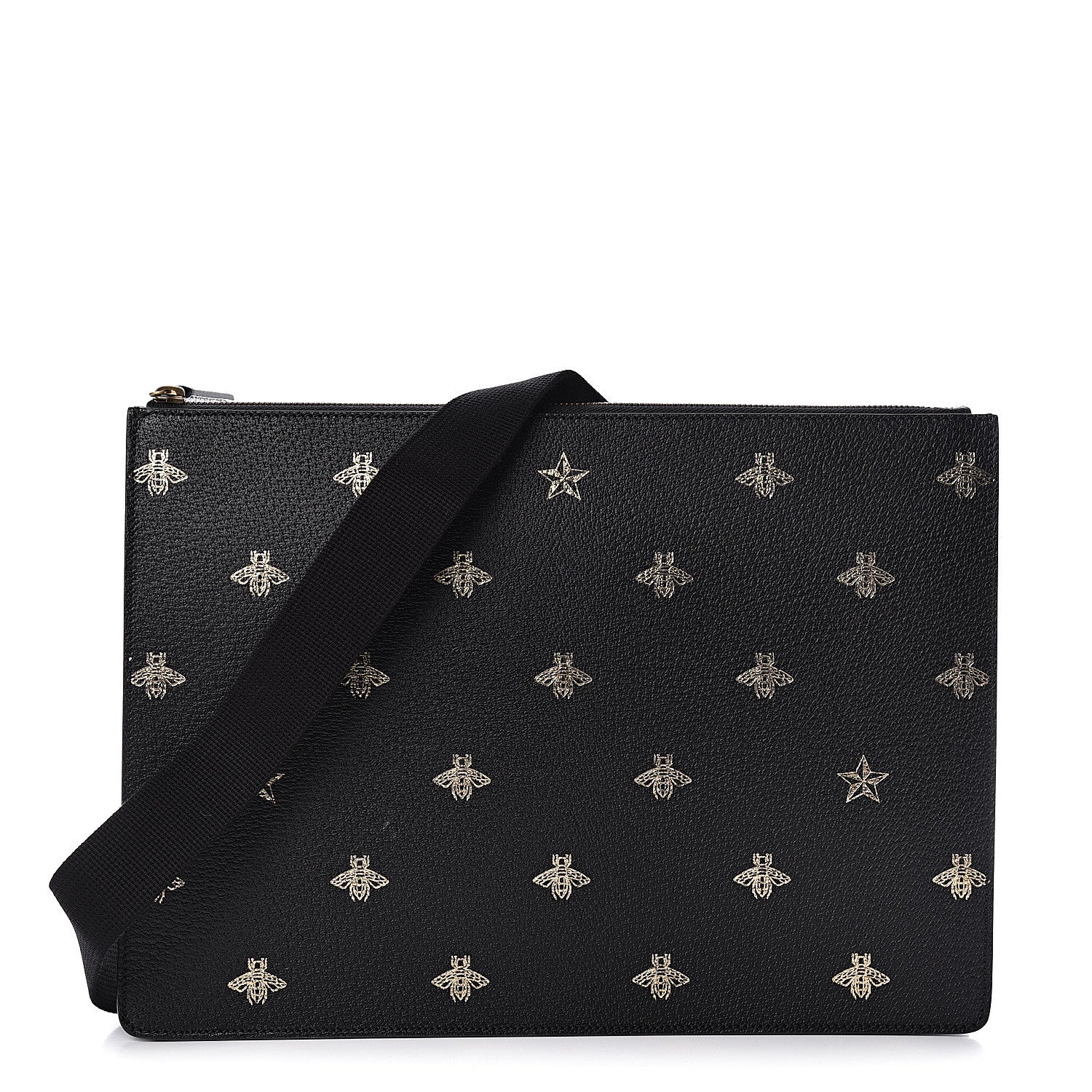 Gucci Grained Calfskin Bee Star Messenger Black 1 of 11
