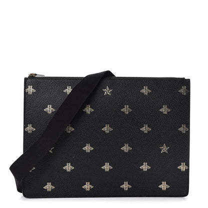 Gucci Grained Calfskin Bee Star Messenger Black 1 of 11