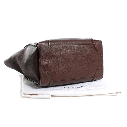 Celine Pebbled Leather Mini Luggage Chocolate 4 of 7