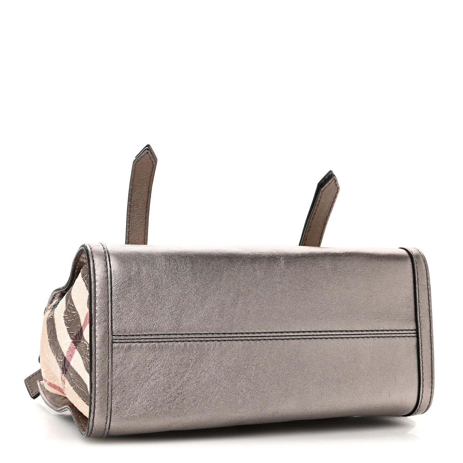 Burberry PVC Nova Check Embossed Convertible Satchel Pewter 4 of 9