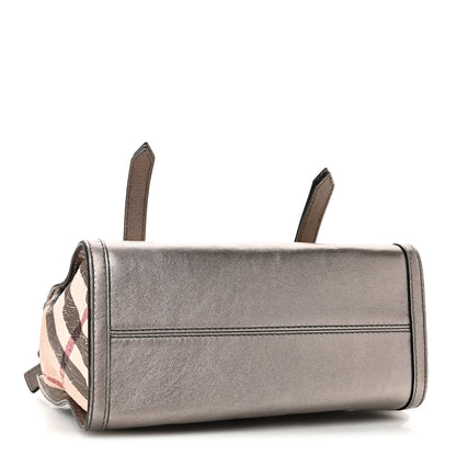 Burberry PVC Nova Check Embossed Convertible Satchel Pewter 4 of 9