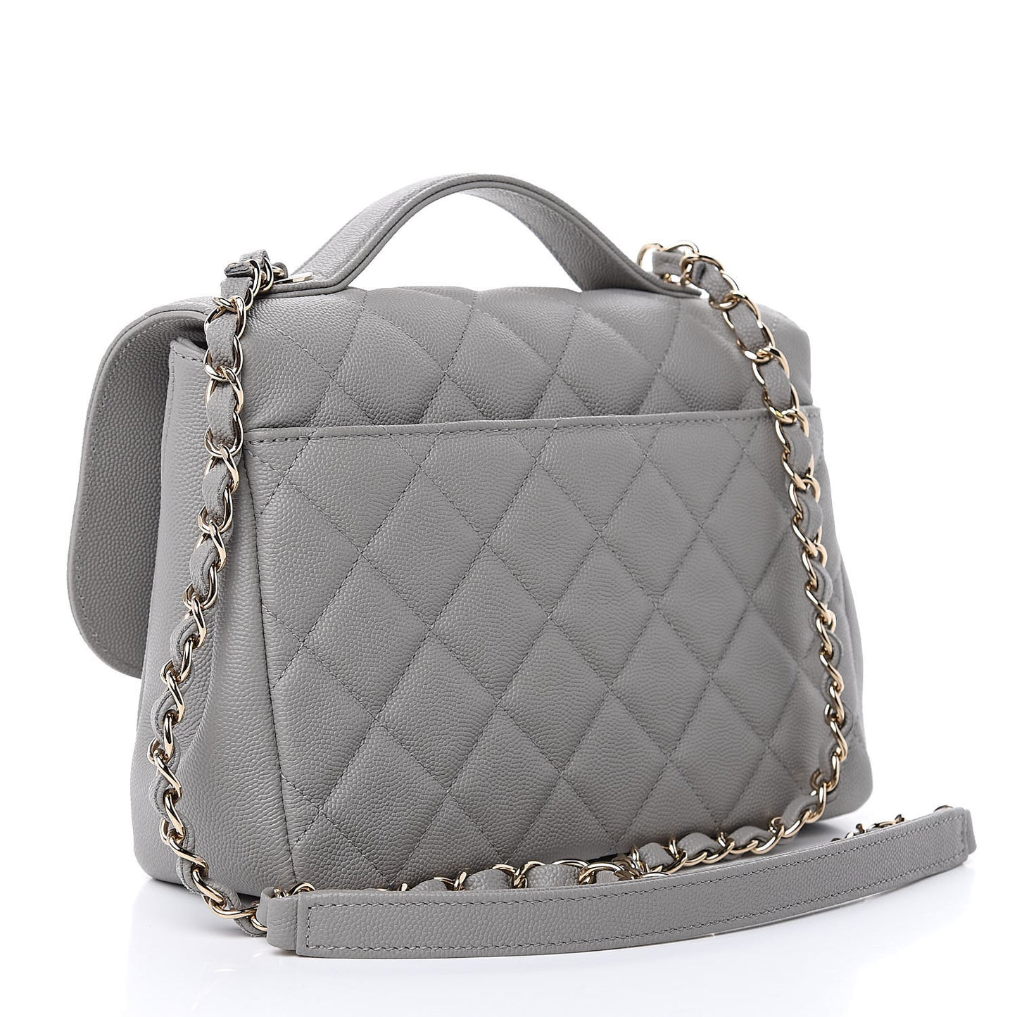 Caviar Quilted Medium Business Affinity Flap Grey