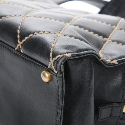 Chanel Calfskin Contrast Stitch Surpique Bowler Black 12 of 15