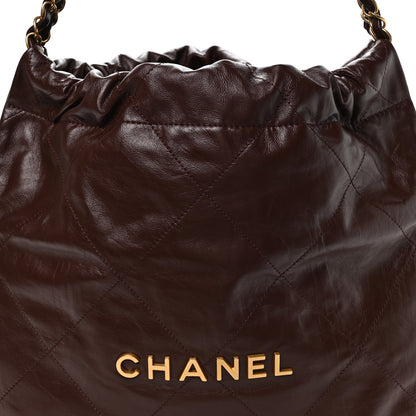 Chanel Shiny Calfskin Quilted Small Chanel 22 Dark Brown 9 of 11