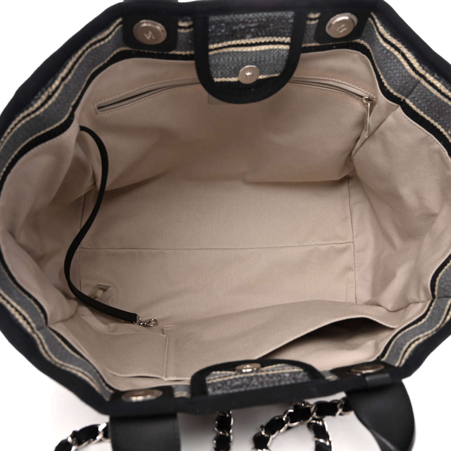 Chanel Striped Canvas Medium Deauville Tote Black 4 of 9