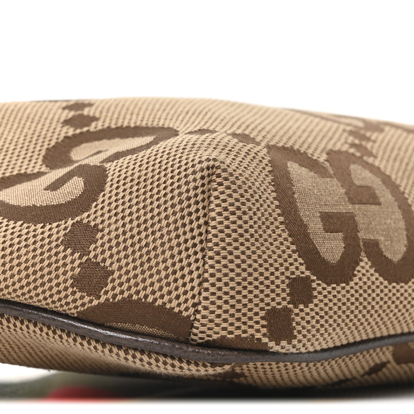 Monogram Jumbo GG Textured Dollar Calfskin Web Belt Bag Camel Ebony New Acero