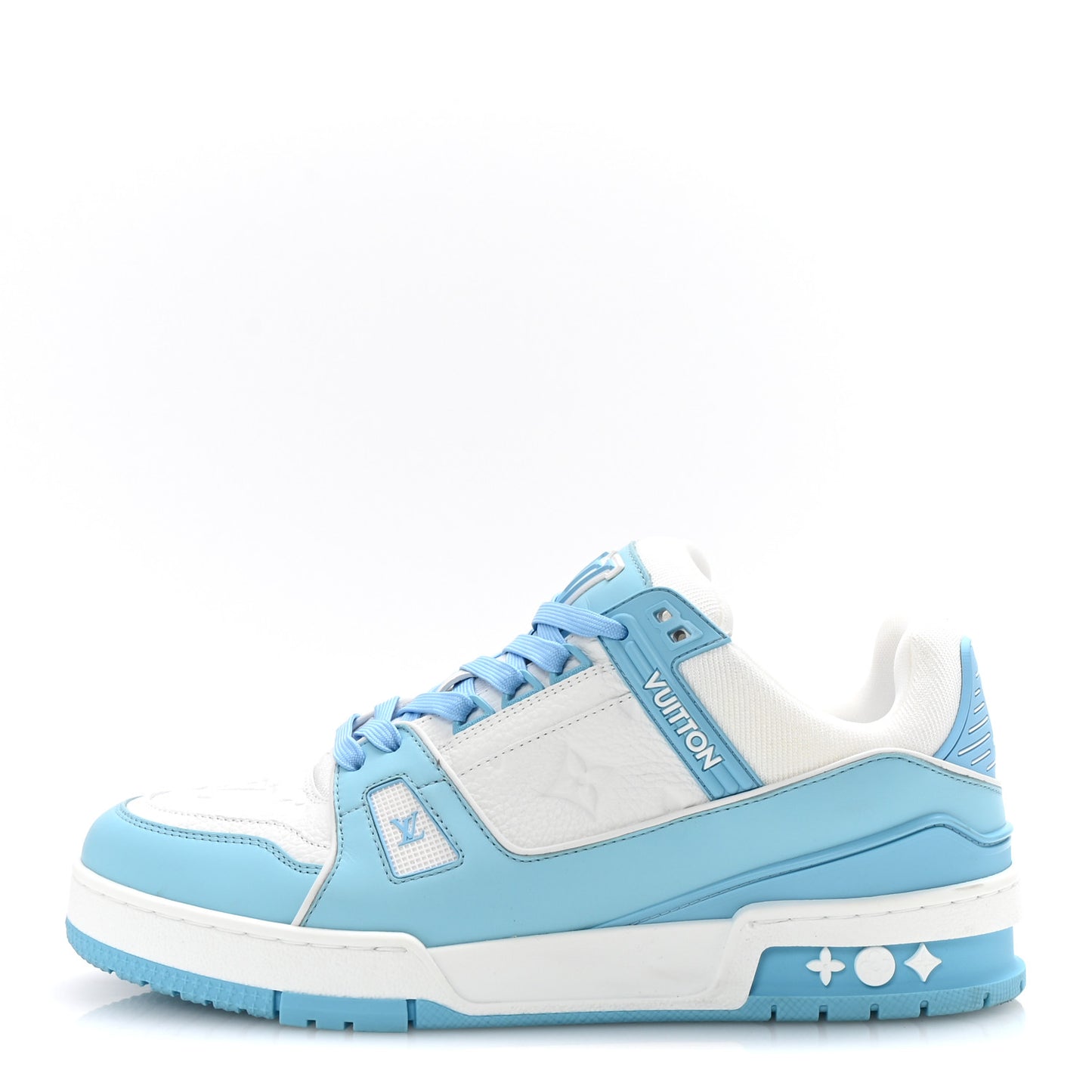 Calfskin Monogram Womens LV Trainer Sneakers 39.5 Sky Blue