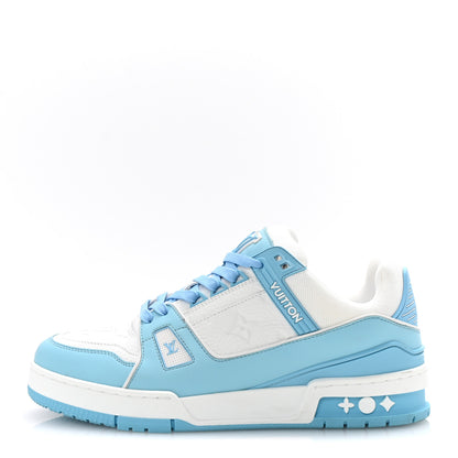 Louis Vuitton Calfskin Monogram Womens LV Trainer Sneakers 39.5 Sky Blue 1 of 9