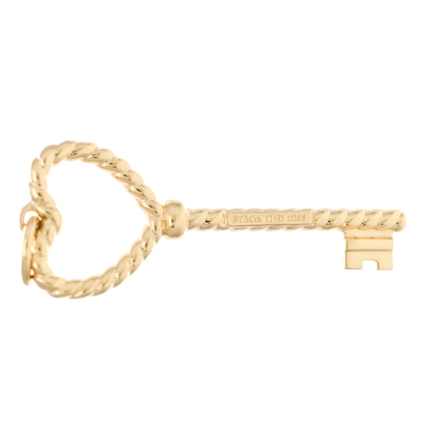 18K Yellow Gold Twist Heart Key Pendant
