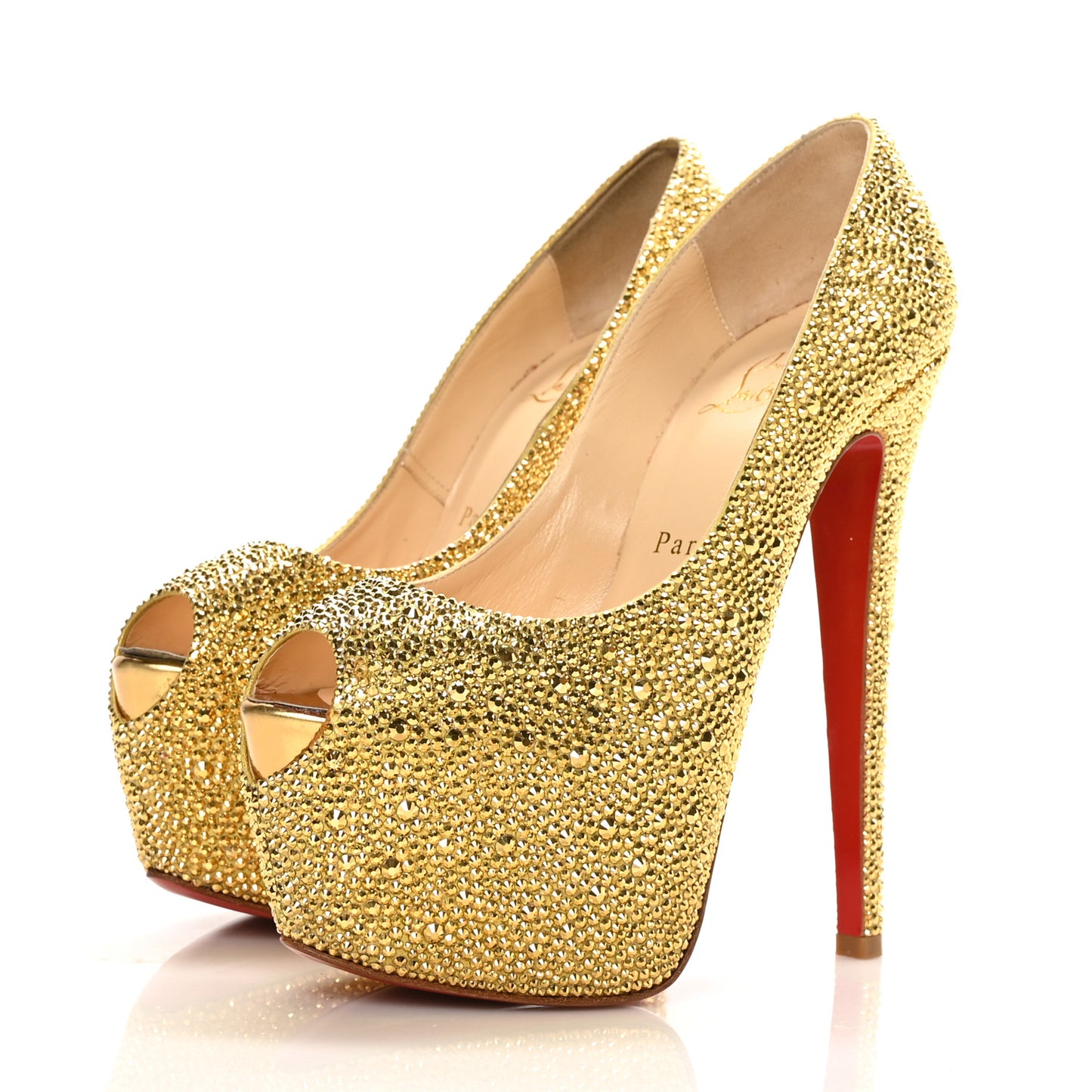 Crystal Suede Burma Daffodile Strass 160 Pumps 37.5 Gold