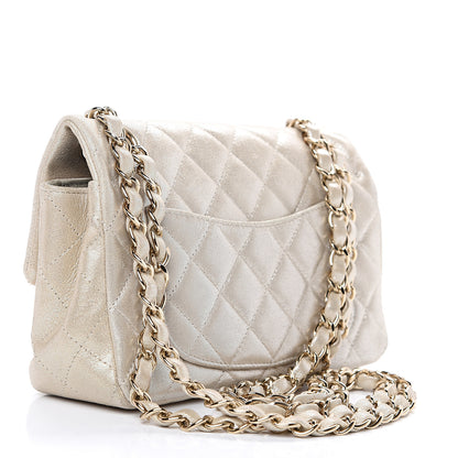 Chanel Iridescent Calfskin Quilted Mini Rectangular Flap Light Gold 2 of 9