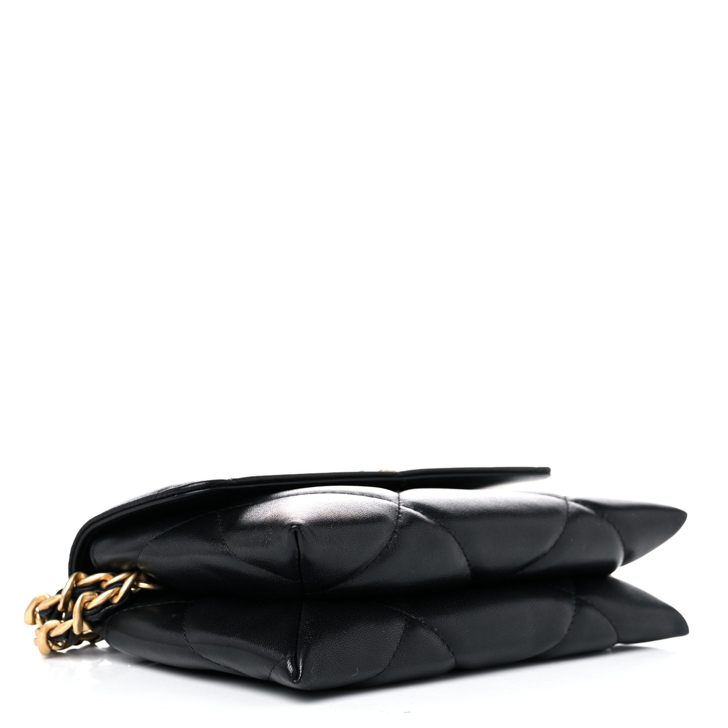 Lambskin Quilted Chanel 19 Flap Clutch Black